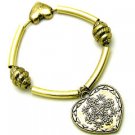 BG1448GO-HEART CHARM STRETCH BRACELET