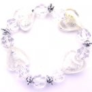 BST2403WH-CRYSTAL GLASS HEART BEADS STRETCH BRACELET