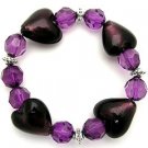 BST2403PU-CRYSTAL GLASS HEART BEADS STRETCH BRACELET