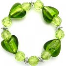 BST2403GN-CRYSTAL GLASS HEART BEADS STRETCH BRACELET