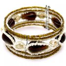 B1666-SEEDS BEADS OPEN BANGLE-1 INCH WIDE
