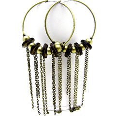 E21738-CIRCLE HOPP CHAIN EARRINGS