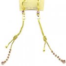 E47852PK-gold string w/crystal earrings