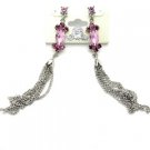 E00742PK-Silver Multi Chain w/Crytal Earrings