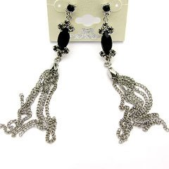 E00742JT-Silver Multi Chain w/Crytal Earrings