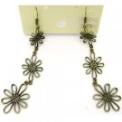 EZ008006BZ-METAL FLOWER EARRINGS-LENGTH: 3.5 INCHES