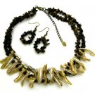 NEACS1681BR-NATURAL STONE NECKLACE SET-18 inches