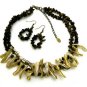 NEACS1681BR-NATURAL STONE NECKLACE SET-18 inches