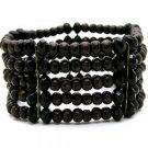 BADS0040JTBR-WOOD&CRYSTAL BEADS STRETCH BRACELET