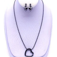 NE00907HE-HEART NECKLACE SET