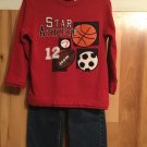 First Wave Jeans & Little Legends Long Sleeve Shirt Size 3T Boys Red #12 Sports