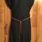 Bobbie Brooks Womens Size L Bat Wing Peasant Dress Blue 100% Cotton Fringe Belt