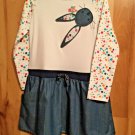 Novatx Girls Size 5-6 Polka Dot Dress Multi Color Long Sleeves Rabbit Pockets