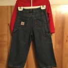 Lee Authentic Med Wash Utility Jeans & J.Khaki Red L.S. Shirt 3T Boys 100%Cotton