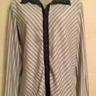 Worthington Women’s Sz XL Blouse Button Front L.Sleeves Black & White Stripes