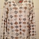 Women's Long Sleeve Blouse No Tags V-neck Multi Color Geometric Design