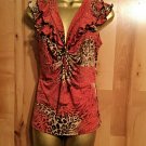 Susan Lawrence Petite Women’s Size PXL Sleeveless Top Animal Print Stretchy