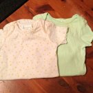 Two Carter’s & KRU Baby Sz S & 0-3 Mths One Piece Sleepers Snaps Green & White