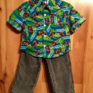 Old Navy Sz 2T Utility Denim Jeans & Boyz Wear Button Front SS Shirt Multi Color