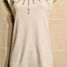 Koret Women’s L 14-16 Missy TankTop Embellishments White Scoop Neck Sleeveless
