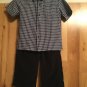 J. Khaki 3T Boys Blue & White Checked S.S. Shirt & Black Corduroy Utility Pants