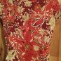 Liz & Co Womenâs Large Pull Over Top Red Floral Low Cut Short Sleeves100% Cotton