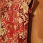 Liz & Co Womenâs Large Pull Over Top Red Floral Low Cut Short Sleeves100% Cotton