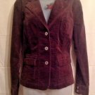 Style & Co Women's Size Med Corduroy Blazer Jacket Chocolate Brown Button Front