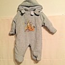Disney Unisex Sz 3-6 Month One Piece Zippered Sleeper Gray Hooded Mittens Footed