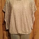 Lavish Women’s Sz M Ivory Pullover Batwing Top Short Sleeve Lined Elastic Waist