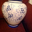 Decorative Ceramic Flower Vase 10"H x 25"D Blue Floral Pattern