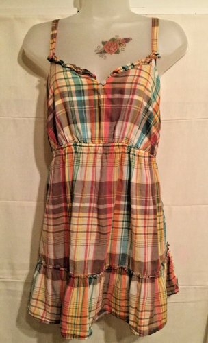 Old Navy Women&acirc;��s Sz Medium Sun Shirt Tank Top Sleeveless Multi Color Plaid