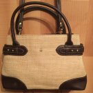 Vintage Etienne Aigner Woven Handbag Jute ManMade Trim Brown Tan 13”x8.5”x4”