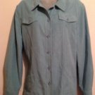 Alfred Dunner Women's Size 16 Shirt Jacket Green Button Front Long Sleeves