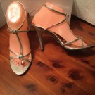 Wild Rose Misty 61 Size 9 Open Toe Sling Back Sandals Silver Metallic 4.5” Heel