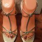 Wild Rose Misty 61 Size 9 Open Toe Sling Back Sandals Silver Metallic 4.5â Heel