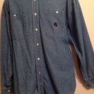 IZOD Men's Size Large Blue Denim Button Down Shirt Long Sleeves Tail