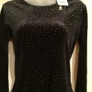 Impressions Women’s SIze PS Pull Over Sweater Black High Sparkle Long Sleeves