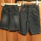 Two Pair Cherokee Boys Sz 6 Month Blue Denim Jeans Dark Wash Distressed Utility