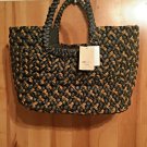 Vintage Magid Since1916 Women’s 100% Cornhusk Handwoven Handbag Tote Xl BlackTan