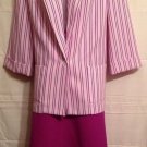 Nikki Women's  Size 18 Skirt & Matching Blazer Burgundy Stripes Short Sleeves
