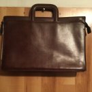 Vintage Hazel Brown Faux Leather Attaché Case Pull Up Double Handles 16 3/4”W