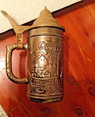 Vintage EIN PROSIT DER GEMUTLICHKEIT Collectible Beer Stein Glass