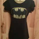 Official Women’s Juniors Size Xl (15/17) Batman T-Shirt Black Short Sleeves