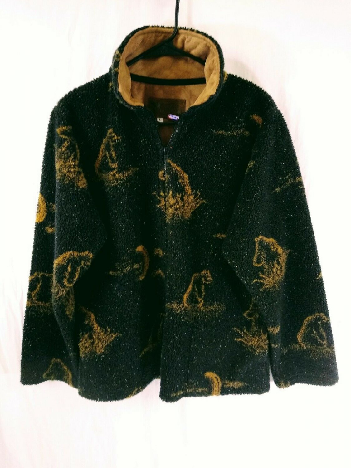 Bear Ridge Outfitters Black Brown Polyester  Fleece Womens Jacket Bears Size L
