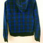 Billabong Cotton Blend Blue Black Plaid Zip Up Hoodie Girls Size L