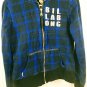 Billabong Cotton Blend Blue Black Plaid Zip Up Hoodie Girls Size L