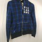 Billabong Cotton Blend Blue Black Plaid Zip Up Hoodie Girls Size L