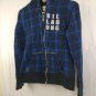 Billabong Cotton Blend Blue Black Plaid Zip Up Hoodie Girls Size L