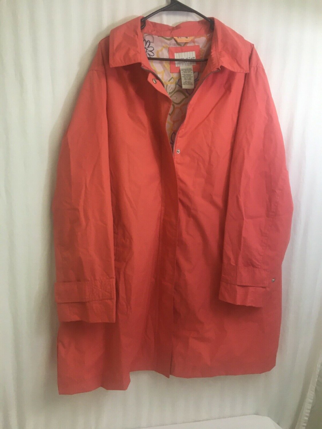 White Stag Trench Coat Raincoat Woman&acirc;��s Plus Size 3X Coral Hand Pockets